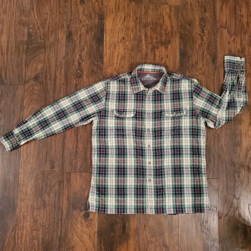 Croft & Barrow Quick Dry Long Sleeve Button Down Plaid Shirt Size L